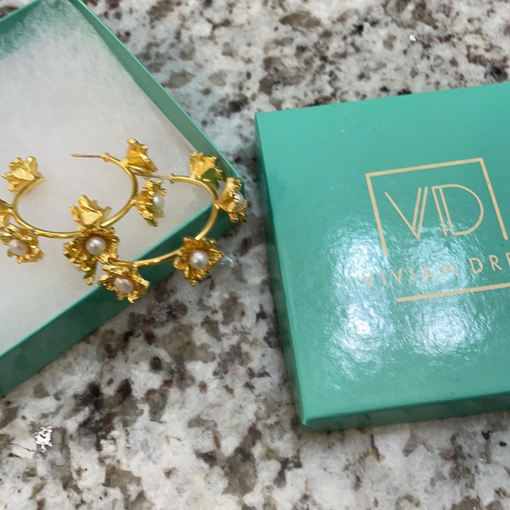 Vivian Drew Flower Hoop Earrings